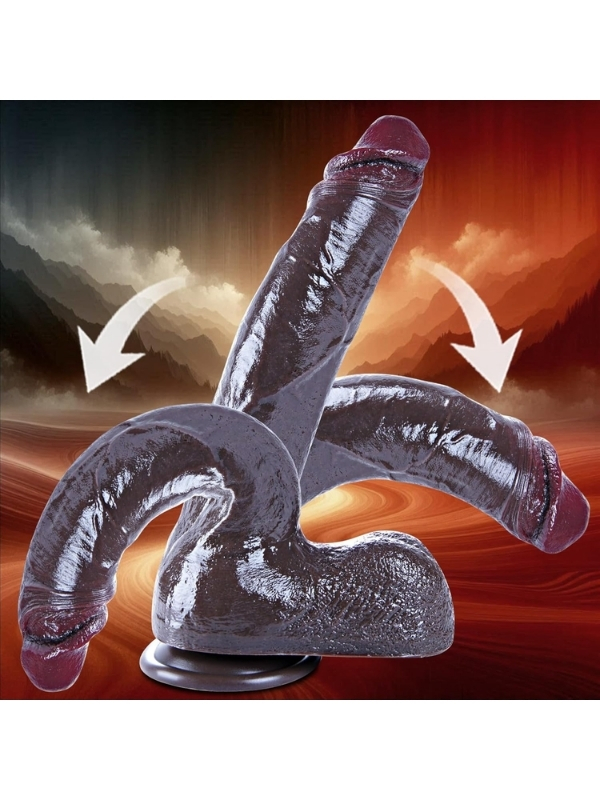 Censan 26 cm Black Giant XXL Gerçekçi Silikon Dildo – Güçlü Vakum Tabanlı, Kalın ve Esnek Tasarım