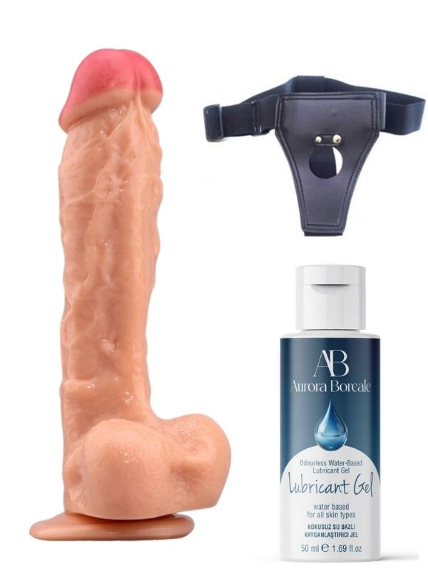 Censan Belden Bağlamalı Kayganlaştırıcı Set Noctis 23cm Realistik Dildo No:22