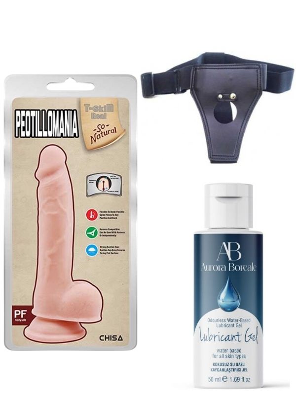Censan Belden Bağlamalı Kayganlaştırıcı Set Peotillomania 19.5cm Gerçekçi Dildo