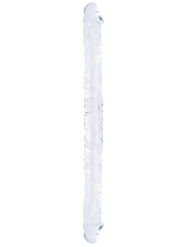 Censan Çift Taraflı Esnek Dildo 34 cm – Gerçekçi Dokulu Şeffaf Renk