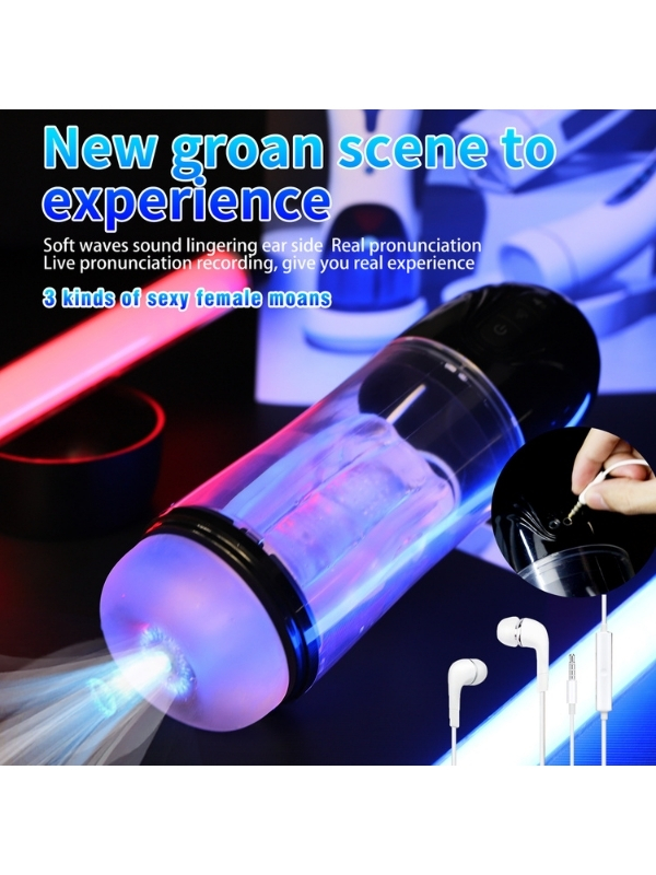 Censan İnleme Sesli ve Titreşimli Otomatik Modern Suni Vajina Mastürbatör – 7 Modlu Dönebilen, USB Şarjlı