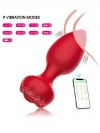 Censan Telefon Kontrollü Full Covered Rubber Rose Anal Plug – Kırmızı