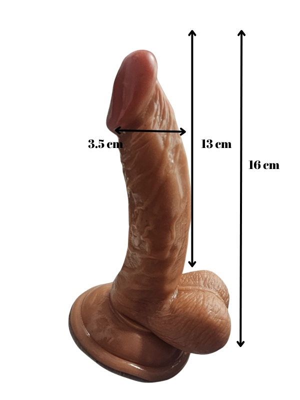 Gerçekçi Testisli Melez Dildo 16 cm